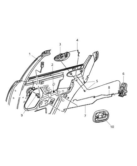 2001 Chrysler Sebring Rear Door, Handle Latch Diagram
