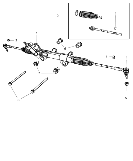 2012 Ram 1500 Rack And Pinion Gear Remanufactured Diagram for R5154491AA