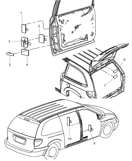 2004 Dodge Grand Caravan Doors & Pillars Diagram