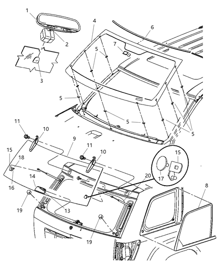 2007 Jeep Grand Cherokee Inside Rear View Mirror Diagram for 4805332AC