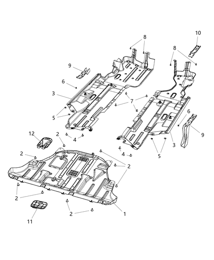2015 Jeep Cherokee Belly Pan-Front Diagram for 68197064AC