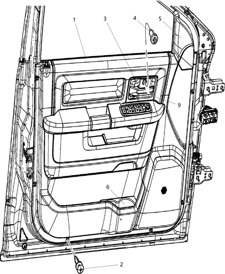 2010 Dodge Ram 2500 Panel-Front Door Trim Diagram for 1EA441TVAC