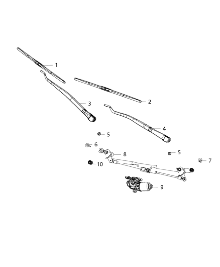 2020 Jeep Grand Cherokee Wiper System, Front Diagram