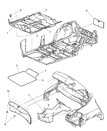 2001 Dodge Neon Mat Kit-Floor - Rear Diagram for 82205170