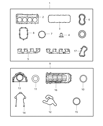 2008 Chrysler 300 Engine Gasket Packages Diagram 3
