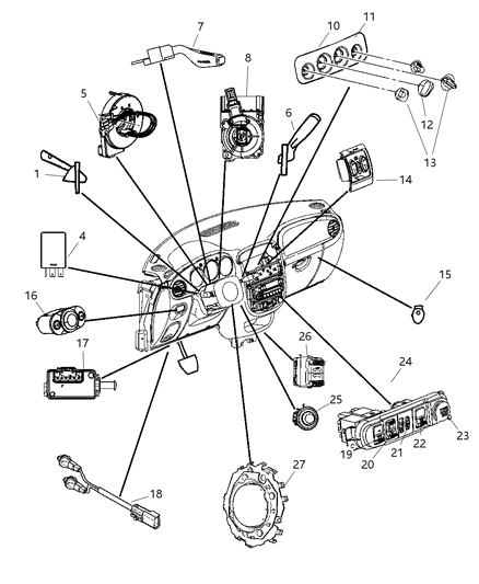 2005 Chrysler PT Cruiser Switches - Instrument Panel Diagram