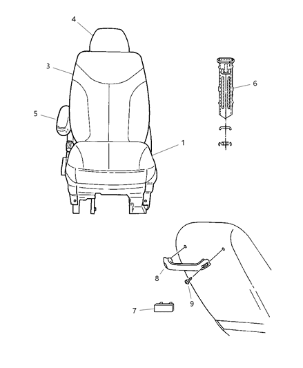 1997 Chrysler Town & Country Front Seats Diagram 1