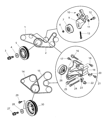 2001 Dodge Stratus PULLEY-TENSIONER Diagram for MD310150