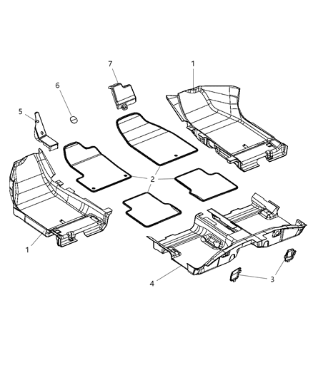 2014 Dodge Dart Carpet-Passenger Floor Diagram for 1XP81LA8AG