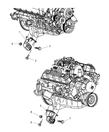 2002 Dodge Ram 1500 Engine Mounting, Front Diagram 3