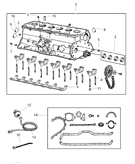 2000 Jeep Wrangler Engine-Long Block Diagram for R8272107AA