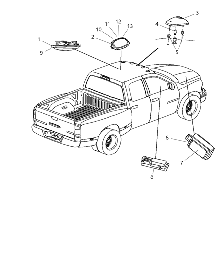2006 Dodge Ram 2500 Lamp-Dome And Reading Diagram for 5JG631D1AA