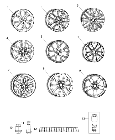 2018 Jeep Grand Cherokee Aluminum Wheel Diagram for 5XL061STAA