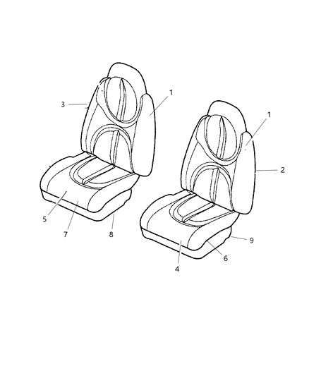 1998 Dodge Durango Seat Back Driver And Passenger Cover Diagram for RX081C3AA
