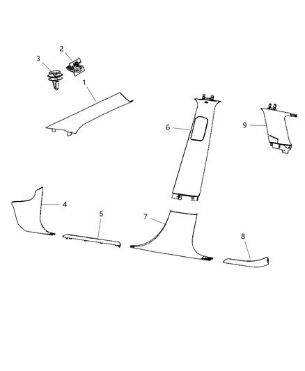 2011 Jeep Grand Cherokee Panel-COWL Side Trim Diagram for 1GM00DX9AB