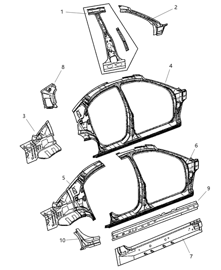 2002 Dodge Stratus Panel B Pillar Inner Diagram for 4878932AB