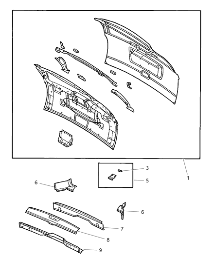 1998 Chrysler Town & Country Liftgate Panel Diagram