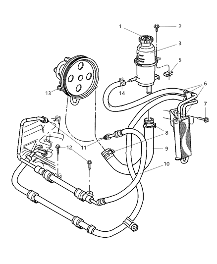 2004 Jeep Liberty Power Steering Hoses And Reservoir Diagram 2