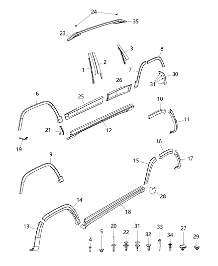 2020 Jeep Cherokee Molding-Wheel Flare Diagram for 68315988AB