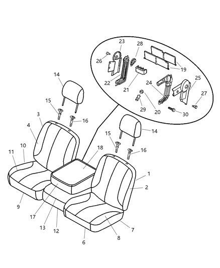 2002 Dodge Ram 1500 Seat Back-Front Diagram for WS331L5AA