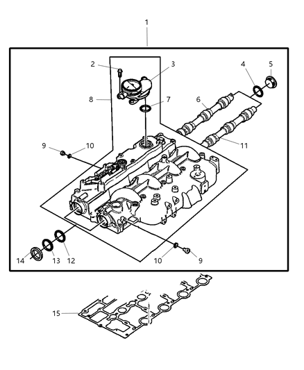 2004 Jeep Liberty Rocker Cover & Rocker Cover Assembly Diagram 1