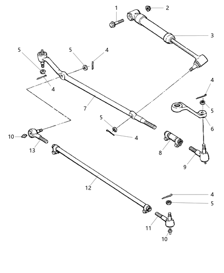 2001 Jeep Cherokee Clamp-Tie Rod Diagram for 52005742AB