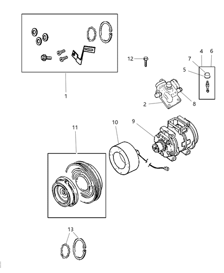 1998 Dodge Intrepid Compressor & Related Parts Diagram