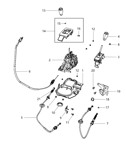 2016 Jeep Wrangler Bracket-Shift Cable Diagram for 68067438AB