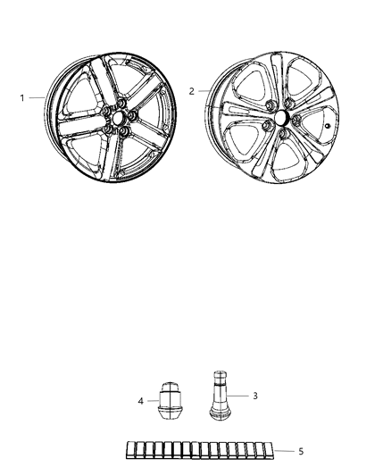 2011 Dodge Durango Wheel Rim Machined Diagram for 1TE70GSAAA