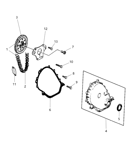 2005 Jeep Wrangler Gasket-Front Cover Diagram for 53020487