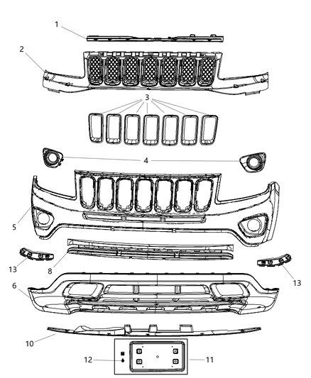 2011 Jeep Compass Plate Kit Diagram for 68080575AA