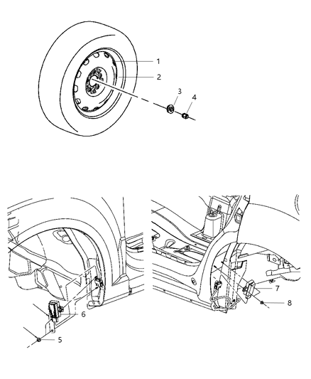 2008 Jeep Compass Wheels & Hardware Diagram