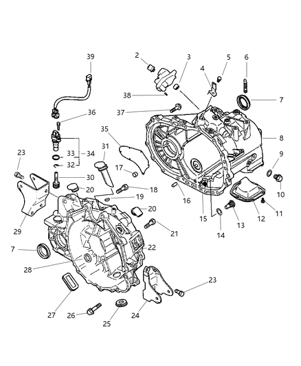 2005 Dodge Stratus Bolt-Clutch Housing Mounting Diagram for MD750592