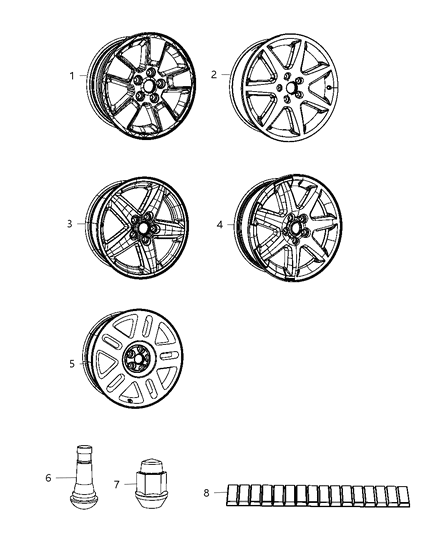 2012 Jeep Liberty Aluminum Wheel Diagram for 1TB80AAAAA