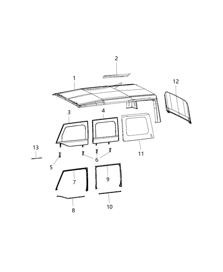2014 Jeep Wrangler Soft Top & Windows Diagram 2