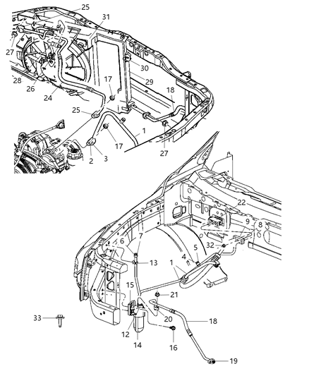 2008 Chrysler Aspen A/C Plumbing Front Diagram