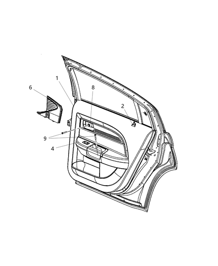 2009 Chrysler Sebring Rear Door Trim Panel Diagram
