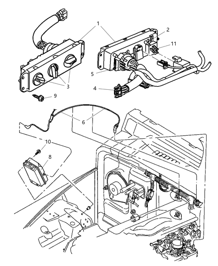 1999 Jeep Wrangler Air Conditioner And Heater Control Diagram for 55037472AB