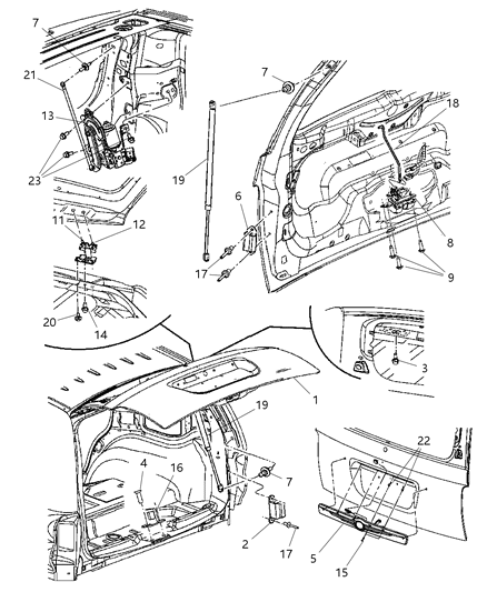 2008 Dodge Durango Rod-LIFTGATE Handle To Latch Diagram for 55364643AA