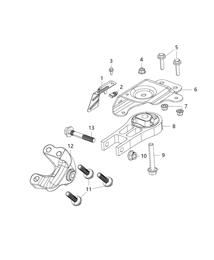 2015 Jeep Cherokee Engine Mounting Front / Rear Diagram 1