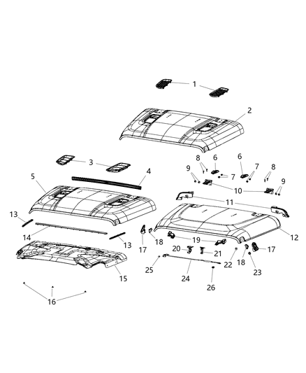 2021 Jeep Wrangler Hood & Related Parts Diagram