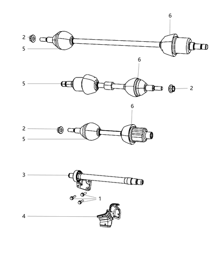 2009 Chrysler Town & Country Shafts, Front Axle Diagram