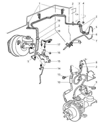 1997 Jeep Cherokee Brake Lines, Front Diagram 3