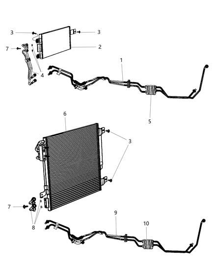 2015 Jeep Wrangler Automatic Transmission Oil Cooler Assembly Diagram for 68143895AA