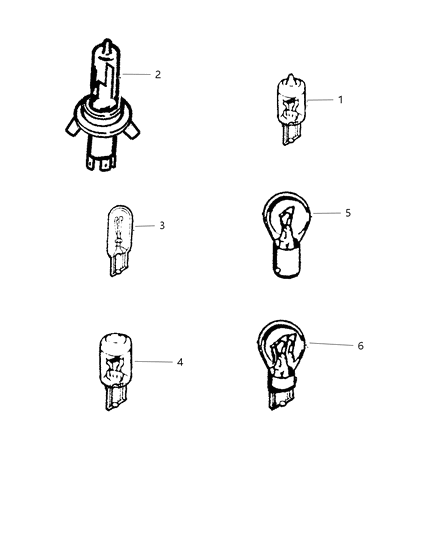 2000 Jeep Wrangler Bulbs & Sockets Diagram