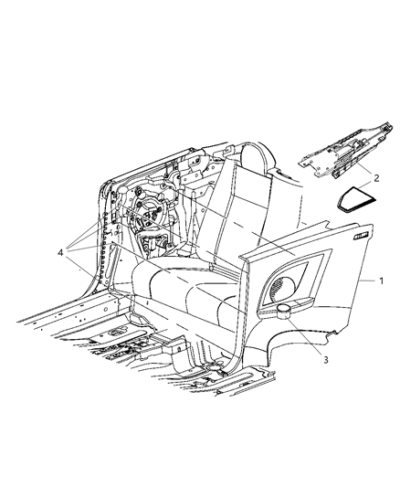 2008 Chrysler Sebring Panel-Quarter Trim Diagram for 1JZ15BD1AA