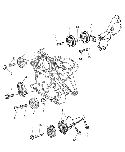 2005 Dodge Sprinter 3500 PULLEY-TENSIONER Diagram for 5080319AA