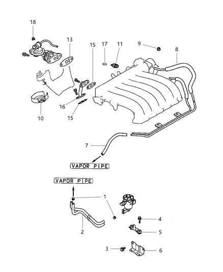 1999 Chrysler Sebring Tube Exhaust Gas RECIRCULA Diagram for 4669481