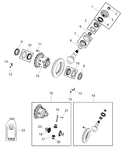 2019 Ram 2500 Differential Bearing Diagram for 68454496AA