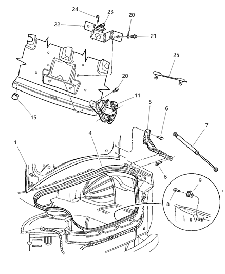 2002 Chrysler 300M Link-Deck Lid Lock Cylinder Diagram for 5012877AA